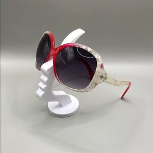 Vintage 90's oversized ombre butterfly sunglasses red and clear retro look.